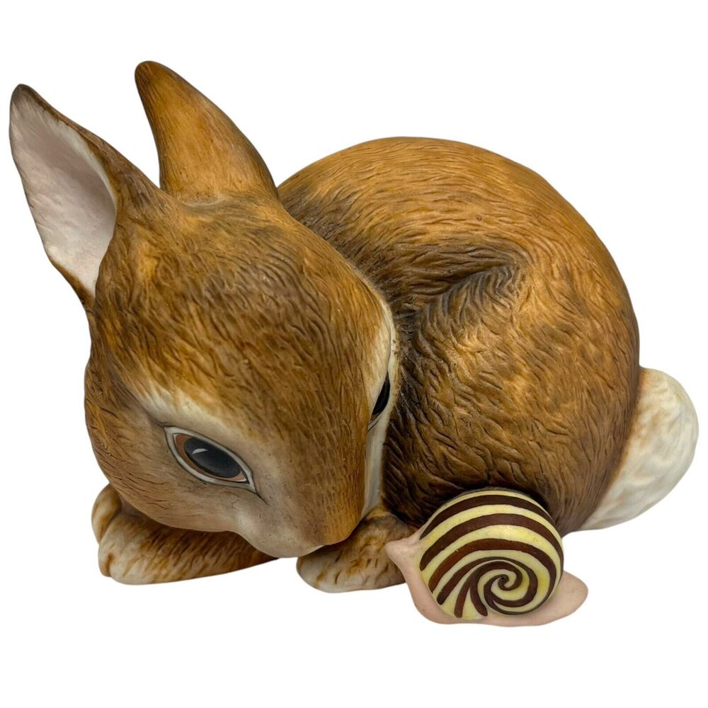Vtg 1984 Franklin Mint FP Deborah Bell Jarrett "SLOWPOKE" Bunny & Snail Figurine